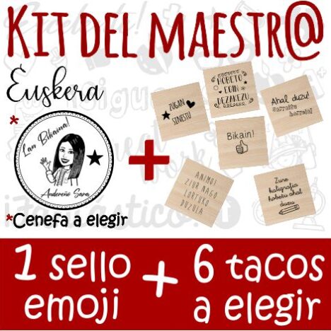 kit del maestro 1 emoji + 6 tacos Euskera