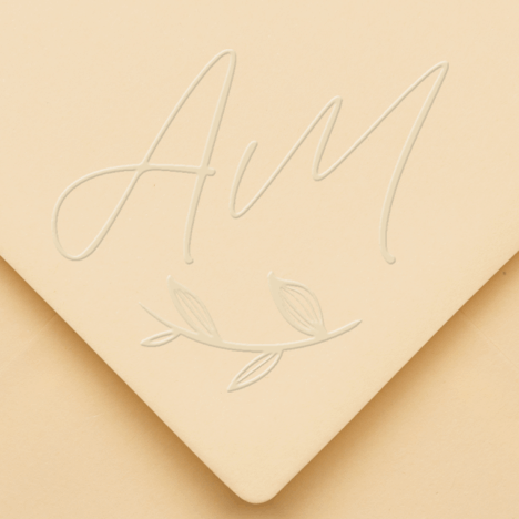 Sello Relieve Boda Iniciales con rama floral