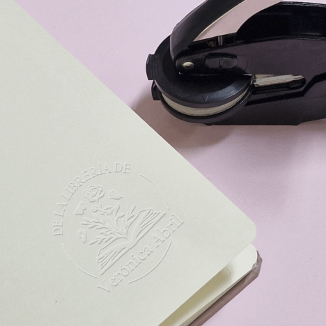 Sello Relieve Ex Libris Flores y mariposas
