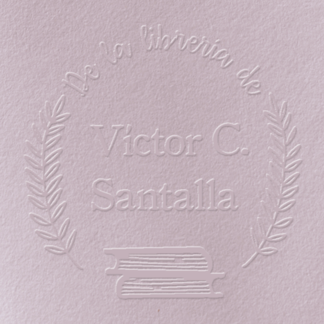 Sello Relieve Ex Libris Libro con ramas