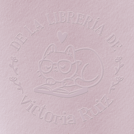 Sello Relieve Ex Libris Gato con libros