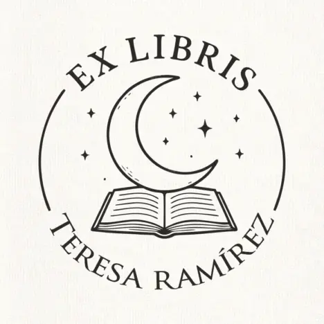Sello Relieve Ex Libris Luna