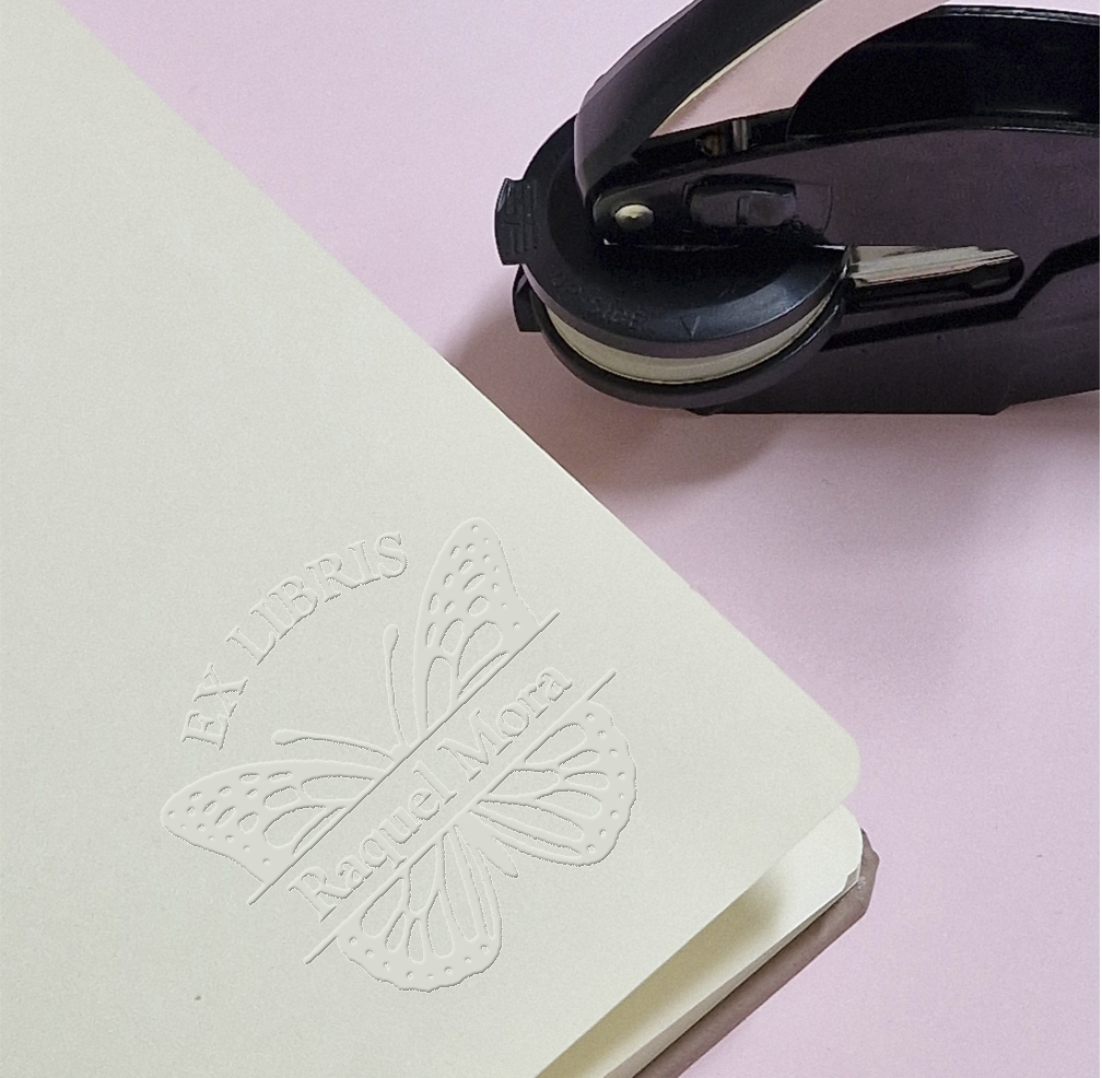 Sello Relieve Ex Libris Mariposa - Imagen 2
