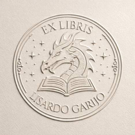 Sello Relieve Ex Libris Dragón