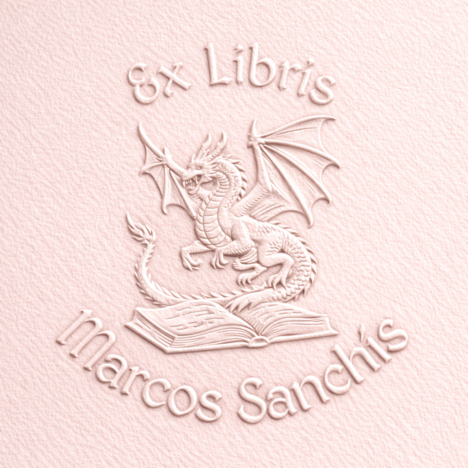 Sello Relieve Ex Libris Dragón