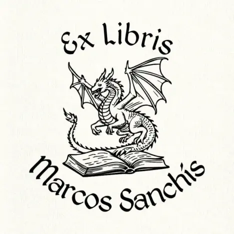 Sello Relieve Ex Libris Dragón