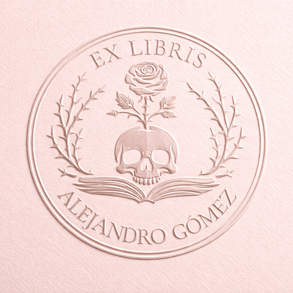Sello Relieve Ex Libris Calavera - Imagen 2