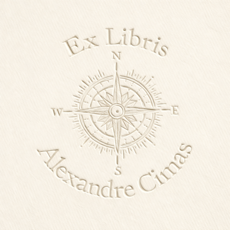 Sello Relieve Ex Libris Brújula
