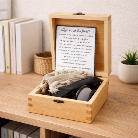 Caja de madera con sello de Relieve