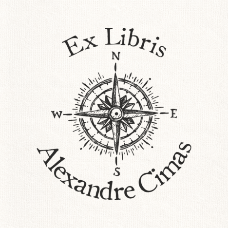 Sello Relieve Ex Libris Brújula