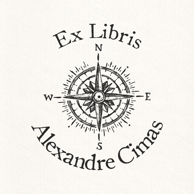 Sello Relieve Ex Libris Brújula