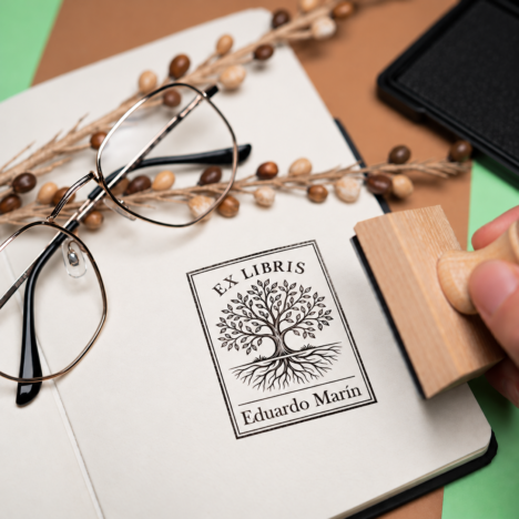 Sello Ex Libris Arbol de Vida